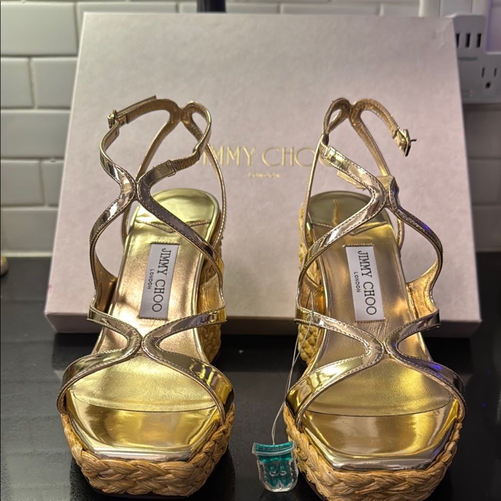 Jimmy Choo Gold Platform Sandals